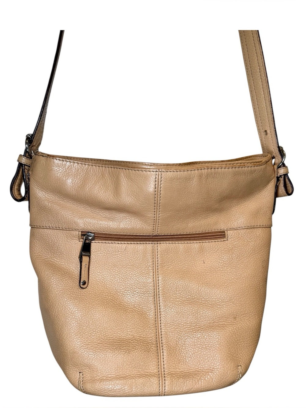 TIGNANELLO Leather Purse Hobo Bucket Bag Tan